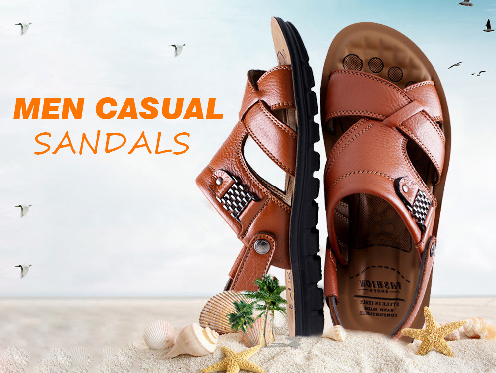 Men's Sandals Large Size Leather Beach Shoes Sandal Men's Sandals Large Size Leather Beach Shoes Sandal
