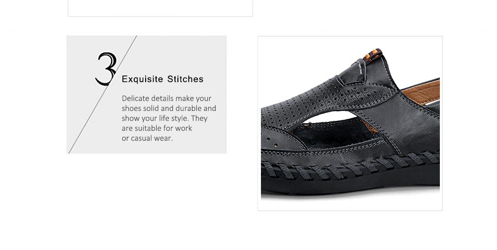 Men Fashion Leather Large Size Breathable Sandals- Black EU 45 Men Fashion Leather Large Size Breathable Sandals- Black EU 45