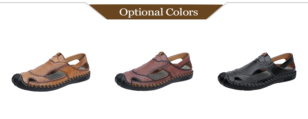 Men Fashion Leather Large Size Breathable Sandals- Black EU 45 Men Fashion Leather Large Size Breathable Sandals- Black EU 45