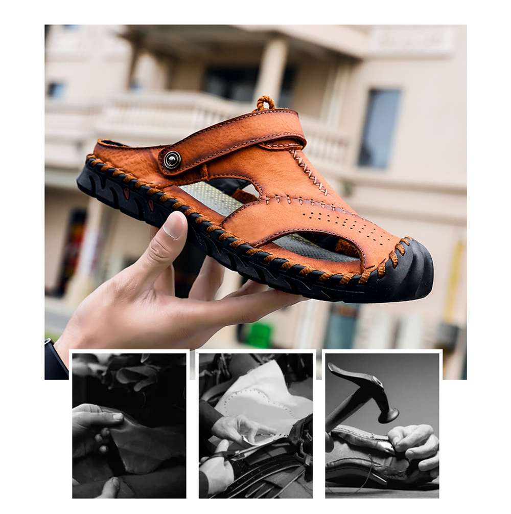 Summer Men's Hollow Sandals Soft Bottom Large Size Slippers - Brown 2020 40 Summer Men's Hollow Sandals Soft Bottom Large Size Slippers - Brown 2020 40