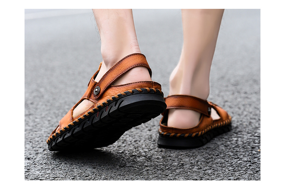 Summer Men's Hollow Sandals Soft Bottom Large Size Slippers - Brown 2020 40 Summer Men's Hollow Sandals Soft Bottom Large Size Slippers - Brown 2020 40