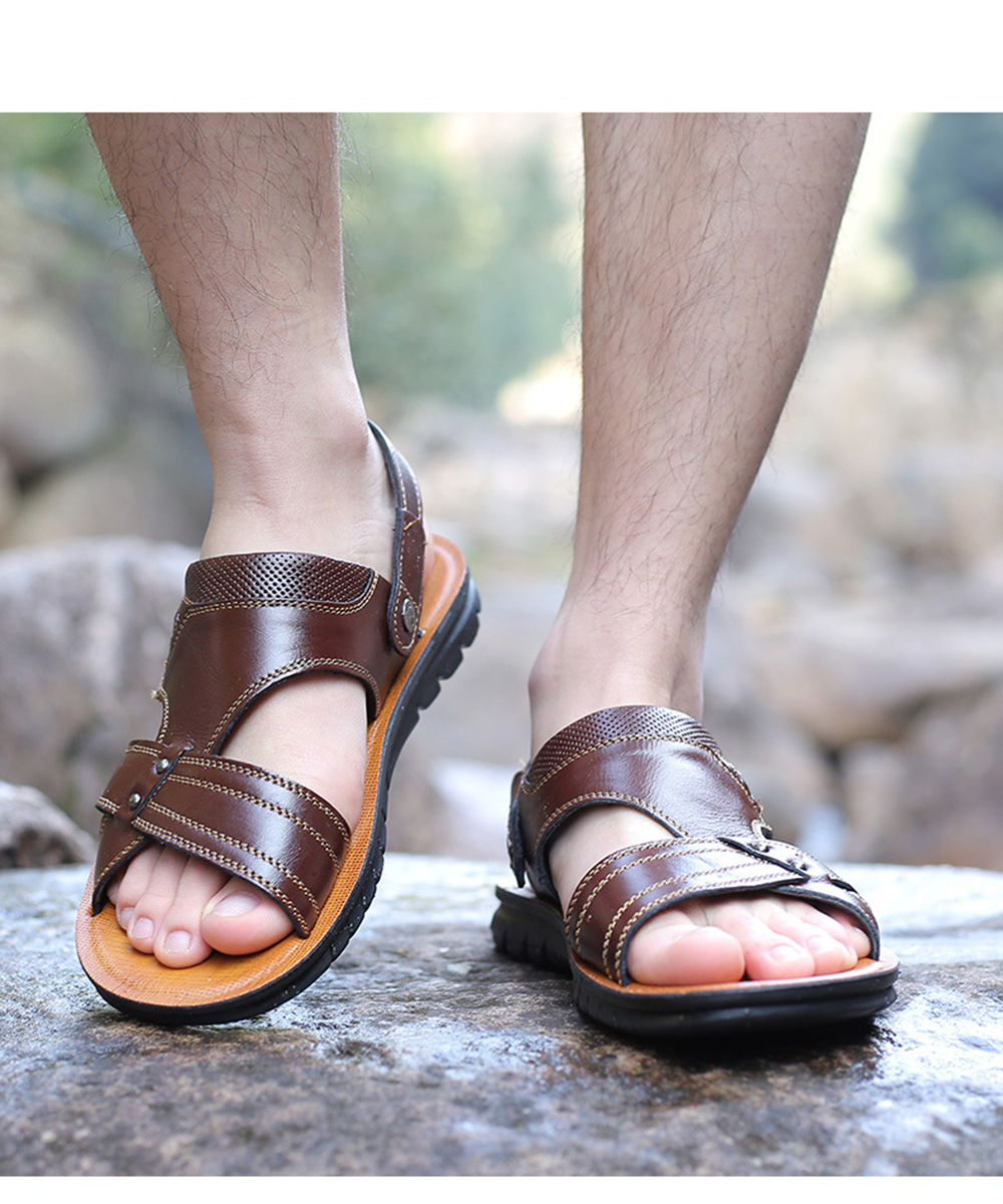 New First Layer Leather Beach Leather Men'S Sandals- Black EU 41 New First Layer Leather Beach Leather Men'S Sandals- Black EU 41