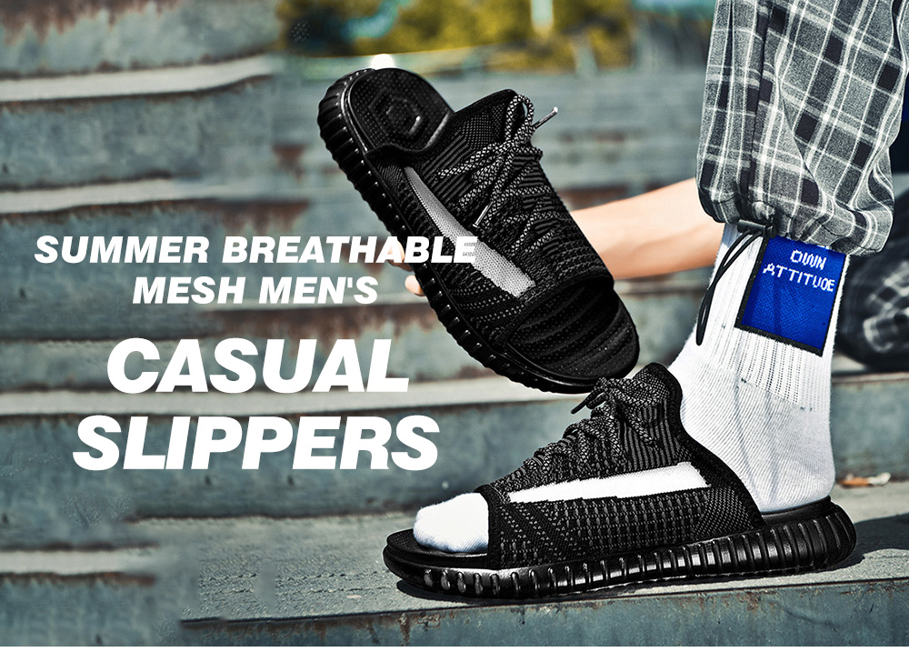 Summer Breathable Men Mesh Sandals Korean Version Flying Weaving Sports Casual Shoes - Tangerine EU 36 Summer Breathable Mesh Men's Casual Slippers Summer Breathable Men Mesh Sandals Korean Version Flying Weaving Sports Casual Shoes - Tangerine EU 36 Summer Breathable Mesh Men's Casual Slippers