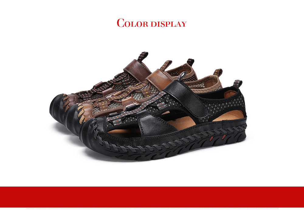 Men's Sandals Hand-sewing Casual Shoes Outdoor Breathable Large Size Beach Shoes - Light Brown 45 Men's Sandals Hand-sewing Casual Shoes Outdoor Breathable Large Size Beach Shoes - Light Brown 45