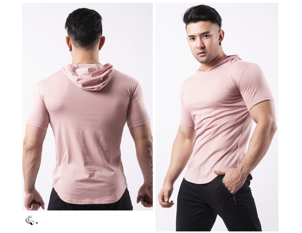 Sport Short-sleeved T-shirt Men's Solid Color Hood Fitness Clothes Outdoor Basketball Sweater Running Clothing Muscles Brothers - Short-sleeved 20M111 Black XL Sport Short-sleeved T-shirt Men's Solid Color Hood Fitness Clothes Outdoor Basketball Sweater Running Clothing Muscles Brothers - Short-sleeved 20M111 Black XL