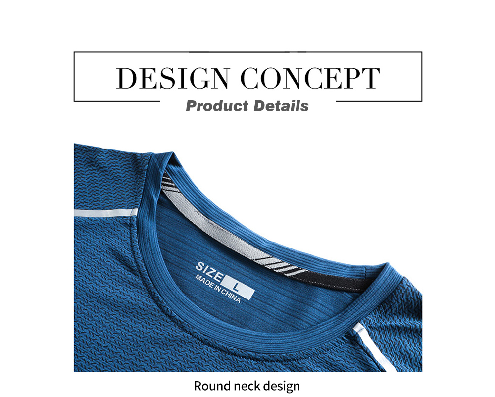 NS372 Men Outdoor Sports Fitness Short Sleeve Round Neck T-shirt Ice Silk Tops - Silk Blue L NS372 Men Outdoor Sports Fitness Short Sleeve Round Neck T-shirt Ice Silk Tops - Silk Blue L