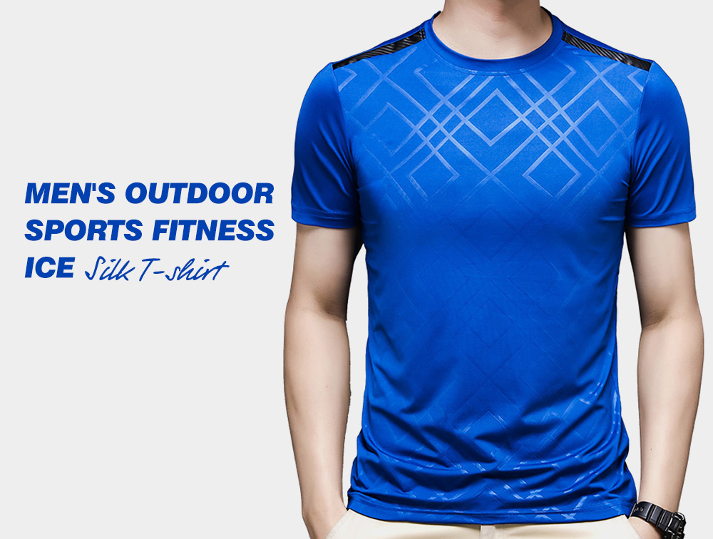 NS007 Men Outdoor Sports Fitness Short Sleeve Round Neck T-shirt Ice Silk Tops - White 3XL NS007 Men Outdoor Sports Fitness Short Sleeve Round Neck T-shirt Ice Silk Tops - White 3XL