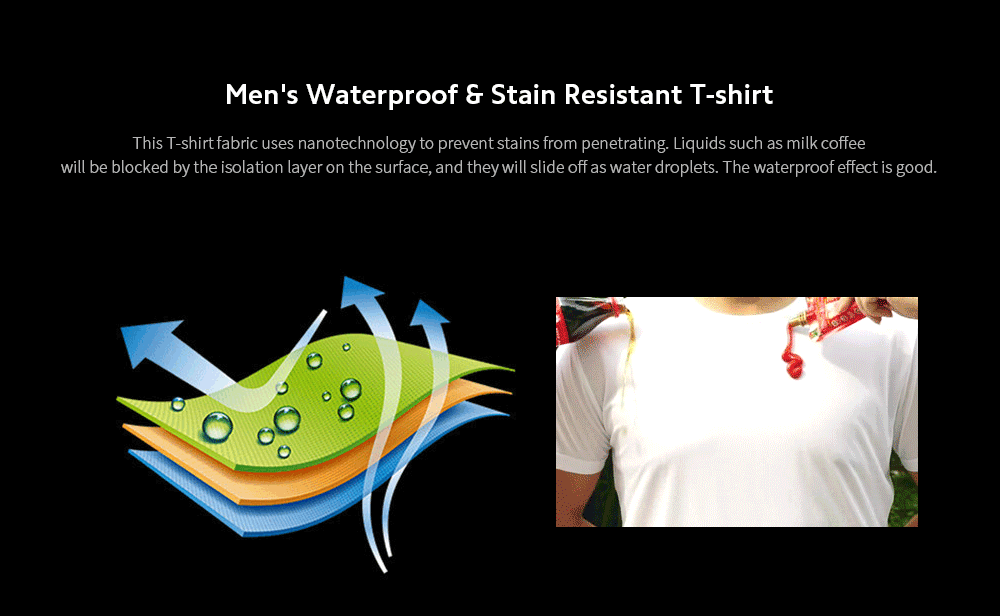 Men's Technology Waterproof Quick Men's T-Shirt Creative Nano Swage Breathable Skirt Short Sleeve Male - White XXXXL Men's Technology Waterproof Quick Men's T-Shirt Creative Nano Swage Breathable Skirt Short Sleeve Male - White XXXXL