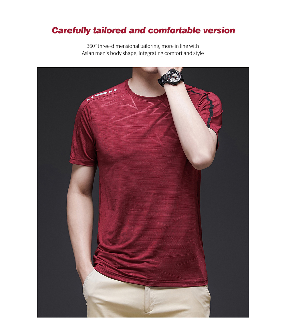 NS069 Men Outdoor Sports Fitness Short Sleeve Round Neck T-shirt Ice Silk Tops - Red Wine 2XL NS069 Men Outdoor Sports Fitness Short Sleeve Round Neck T-shirt Ice Silk Tops - Red Wine 2XL