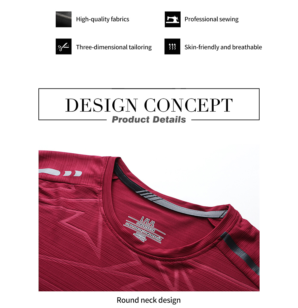 NS069 Men Outdoor Sports Fitness Short Sleeve Round Neck T-shirt Ice Silk Tops - Red Wine 2XL NS069 Men Outdoor Sports Fitness Short Sleeve Round Neck T-shirt Ice Silk Tops - Red Wine 2XL