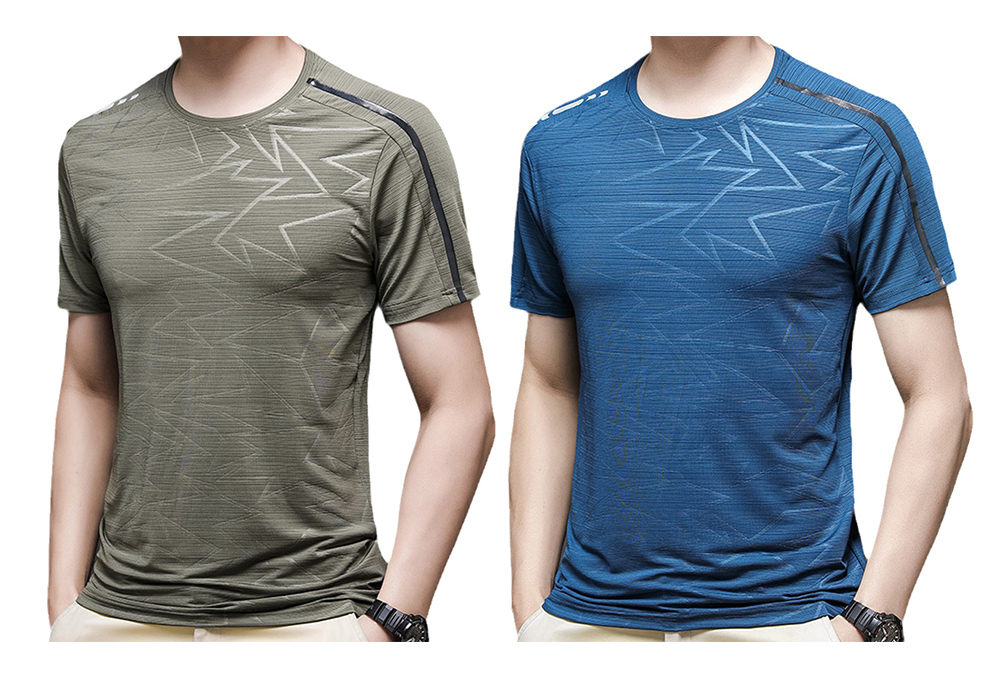 NS069 Men Outdoor Sports Fitness Short Sleeve Round Neck T-shirt Ice Silk Tops - Red Wine 2XL NS069 Men Outdoor Sports Fitness Short Sleeve Round Neck T-shirt Ice Silk Tops - Red Wine 2XL