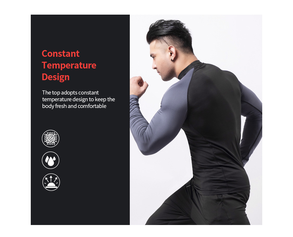 High Collar Fitness Clothes Men's Tight-fitting Veneer Quick Long Sleeve T-shirt Padded Basketball Running Sports Top - Long Sleeve D1976 (high Collar) Black + Red Sleeve + Black Line XL High Collar Fitness Clothes Men's Tight-fitting Veneer Quick Long Sleeve T-shirt Padded Basketball Running Sports Top - Long Sleeve D1976 (high Collar) Black + Red Sleeve + Black Line XL