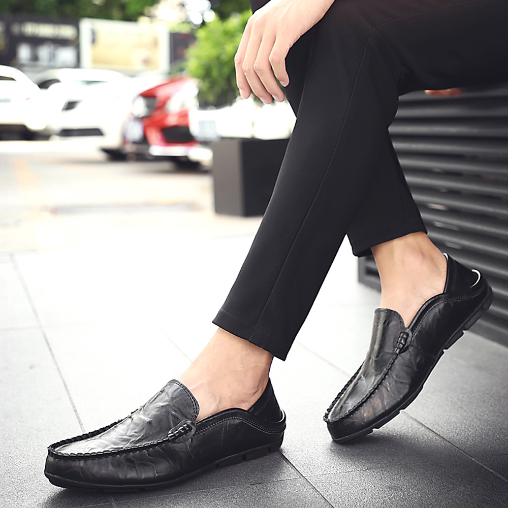 Men Casual Loafers Genuine Leather Moccasins Shoes- Golden brown EU 44 Men Casual Loafers Genuine Leather Moccasins Shoes- Golden brown EU 44