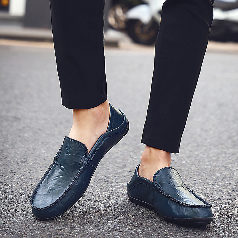 Men Casual Loafers Genuine Leather Moccasins Shoes- Golden brown EU 44 Men Casual Loafers Genuine Leather Moccasins Shoes- Golden brown EU 44