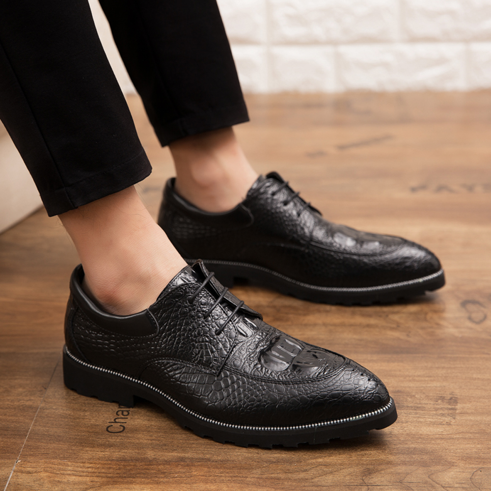 Men Genuine Leather Shoes Casual Business Dress Shoes- Red Wine EU 45 Men Genuine Leather Shoes Casual Business Dress Shoes- Red Wine EU 45