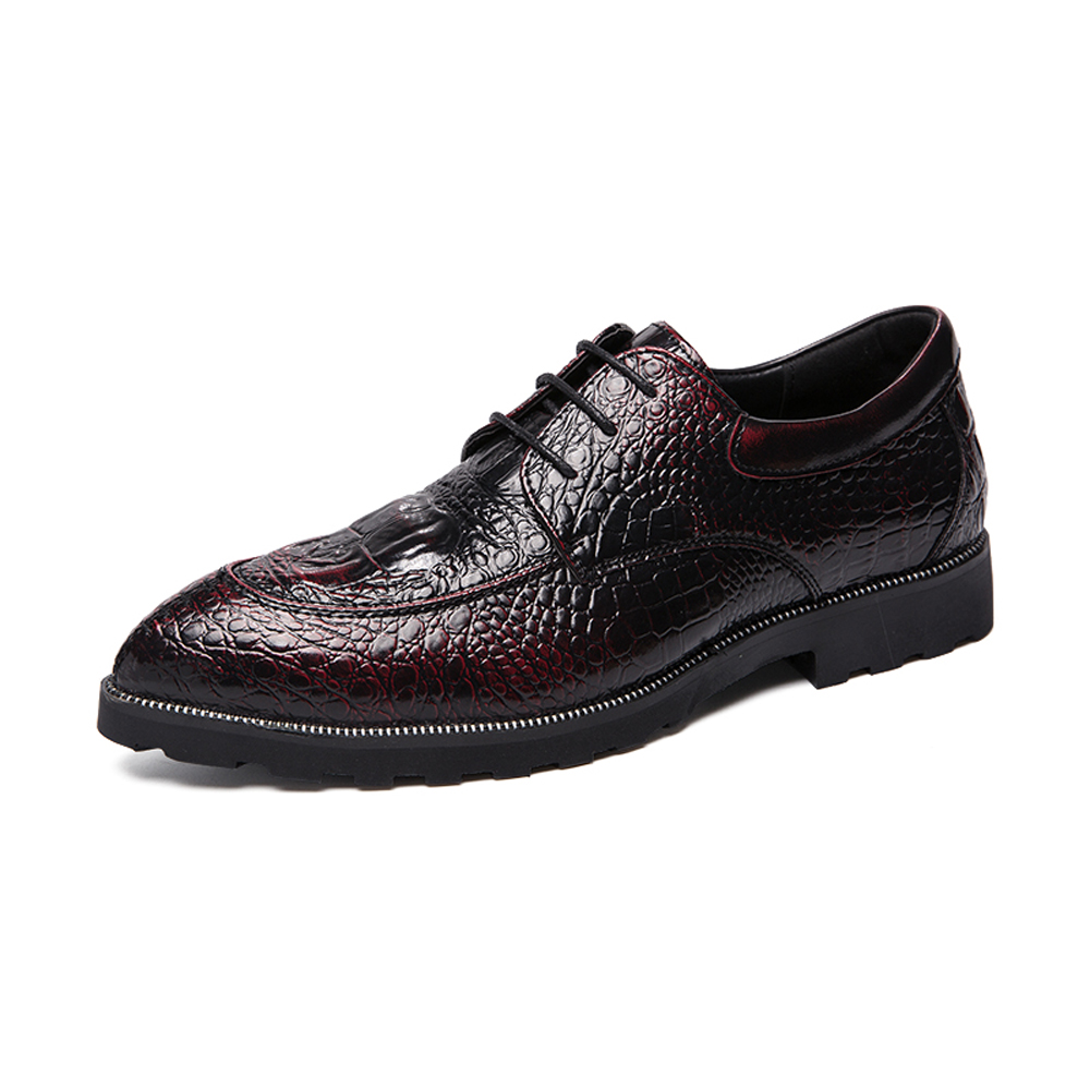 Men Genuine Leather Shoes Casual Business Dress Shoes- Red Wine EU 45 Men Genuine Leather Shoes Casual Business Dress Shoes- Red Wine EU 45