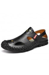 Men's Sandals Large Size Leather Beach Hole Shoes