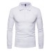 Men Large Size Fashion Casual Solid Color Lapel Long Sleeve T-Shirt