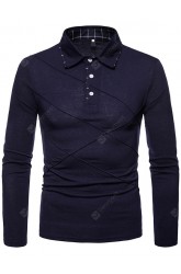 Men's Splicing Long Sleeve Large Size Lapel T-shirt