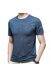 NS023 Men's Outdoor Sports Fitness Ice Silk T-shirt Short Sleeve Round Neck Tops