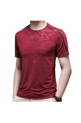 NS069 Men's Outdoor Sports Fitness Ice Silk T-shirt Short Sleeve Round Neck Tops