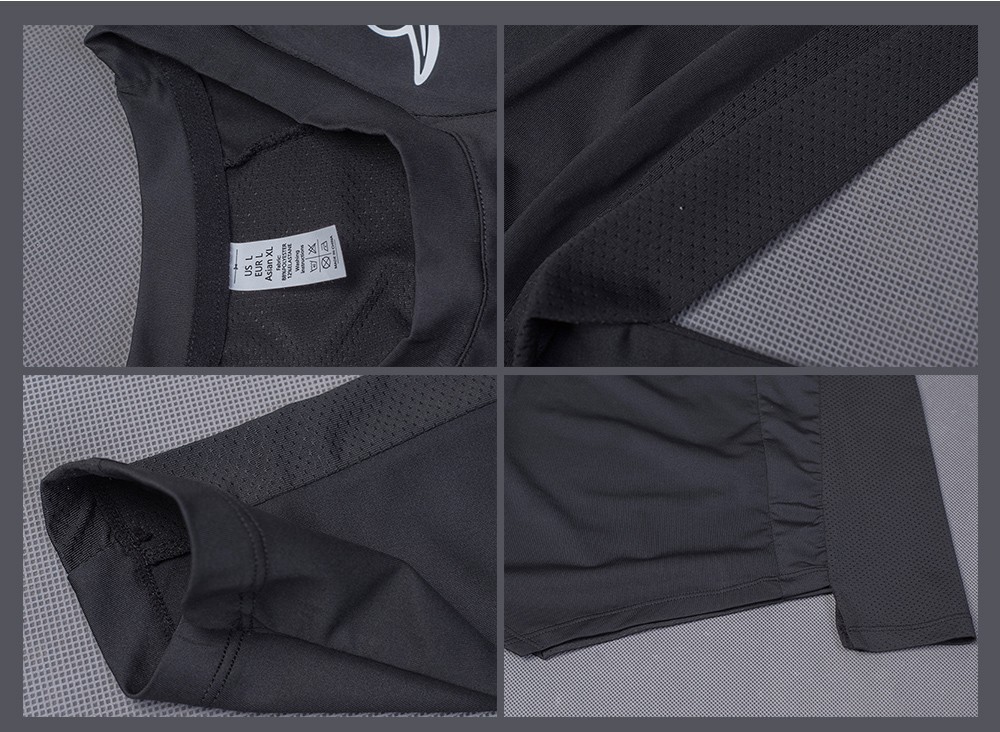 Men's Personalized Tights Training Stretch Quick-drying Clothes Long Sleeve Sportswear - Long Sleeve M1861 Black + Black Net - Shark L Show Details
